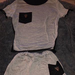 Black and gray shirt set